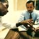 From left: Client Jesse Morrison and Bryan Stevenson, 1995.